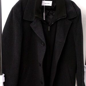 Calvin Klein Black Wool-Blend Coat